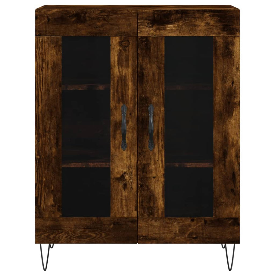 Hoge kast 69,5x34x180 cm bewerkt hout gerookt eikenkleurig