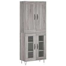 Hoge Kast 69,5X34X180 Cm Bewerkt Hout Grijs Sonoma Eikenkleurig 2 glazen deuren
