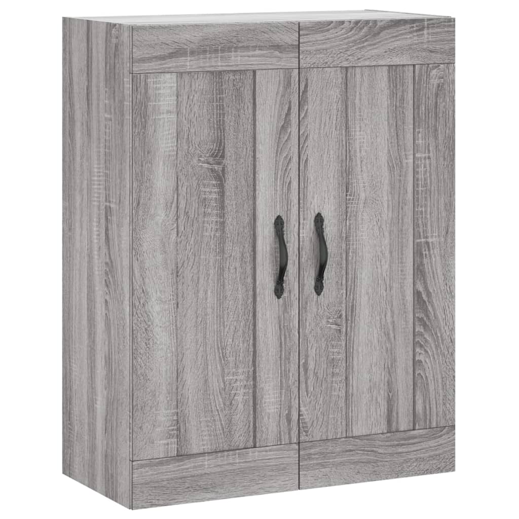 Hoge Kast 69,5X34X180 Cm Bewerkt Hout Grijs Sonoma Eikenkleurig 2 glazen deuren