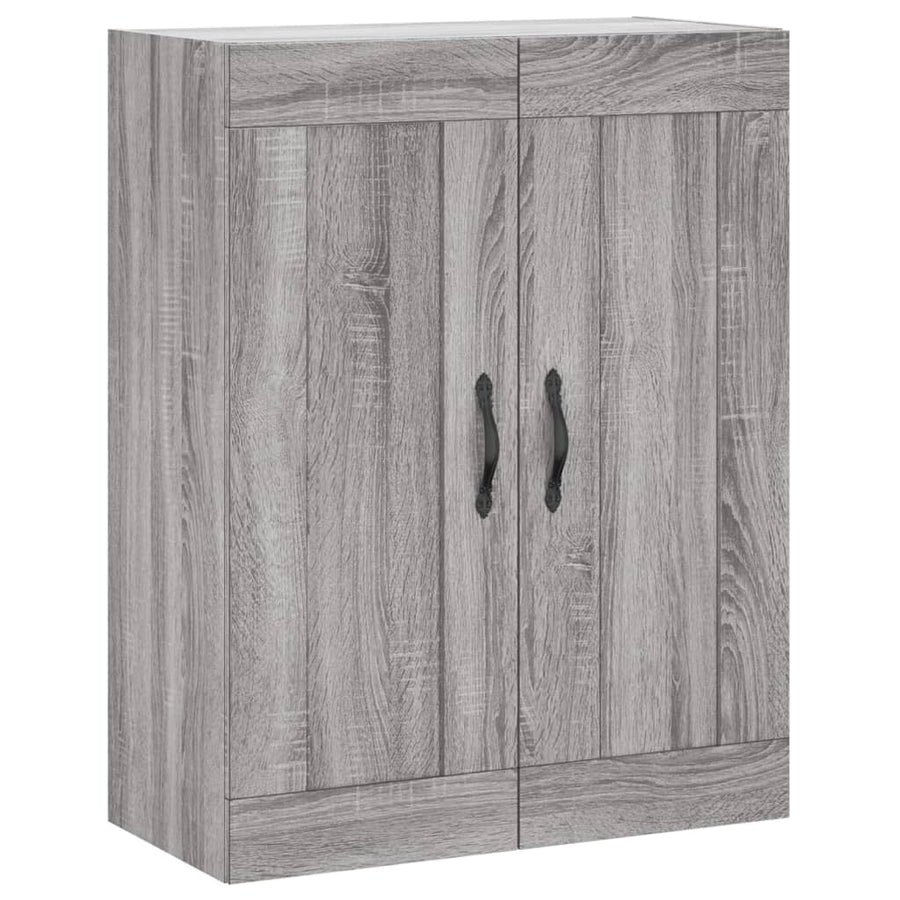 Hoge Kast 69,5X34X180 Cm Bewerkt Hout Grijs Sonoma Eikenkleurig 2 glazen deuren