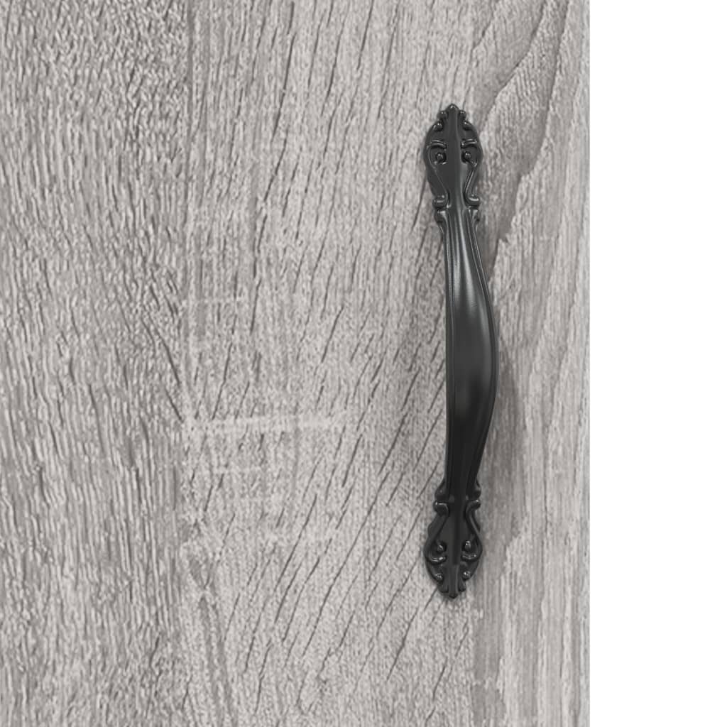 Hoge Kast 69,5X34X180 Cm Bewerkt Hout Grijs Sonoma Eikenkleurig 2 glazen deuren