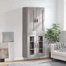Hoge Kast 69,5X34X180 Cm Bewerkt Hout Grijs Sonoma Eikenkleurig 2 glazen deuren