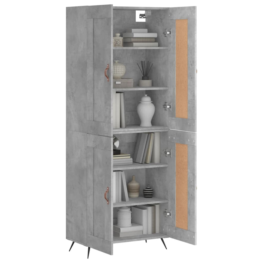 Hoge Kast 69,5X34X180 Cm Bewerkt Hout Betongrijs