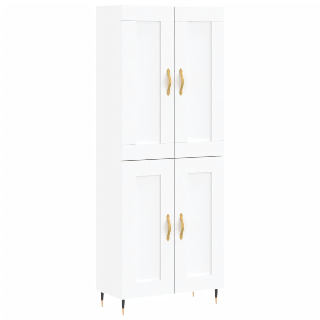 Hoge kast 69,5x34x180 cm bewerkt hout wit