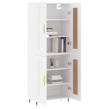 Hoge kast 69,5x34x180 cm bewerkt hout wit