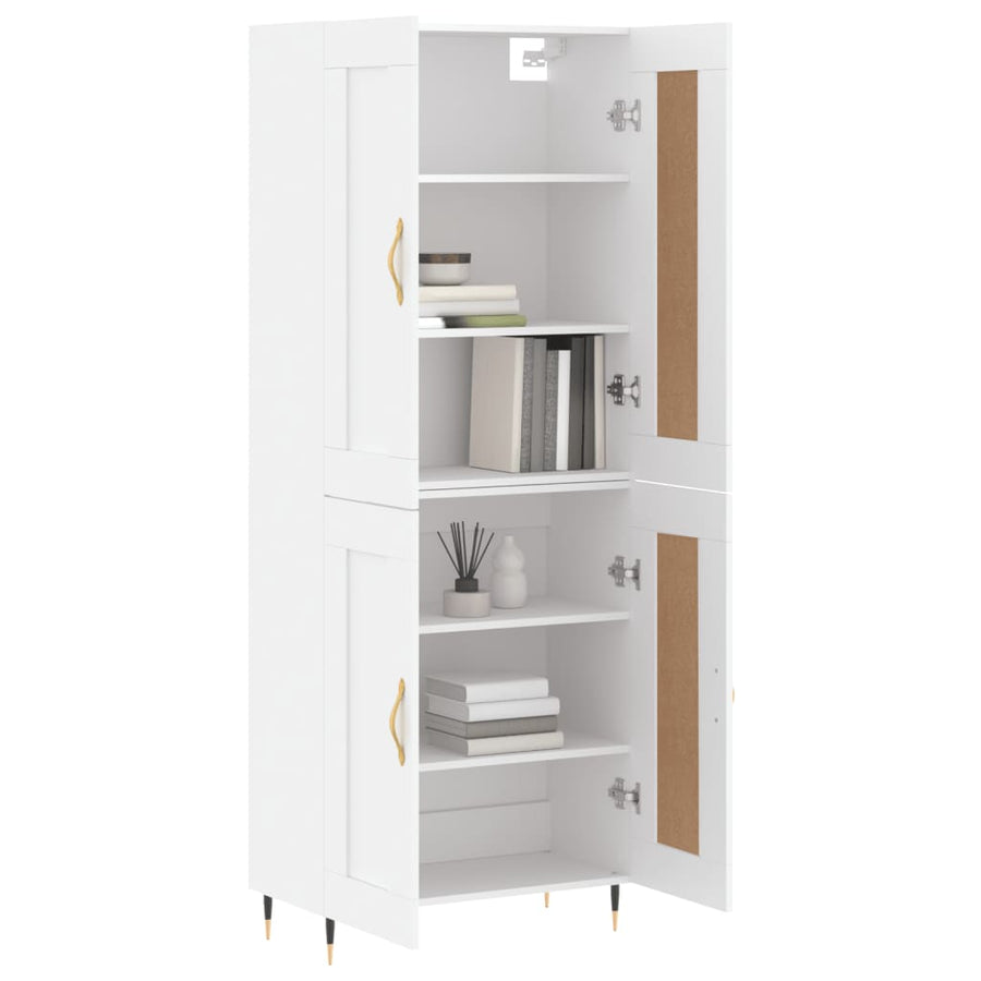 Hoge kast 69,5x34x180 cm bewerkt hout wit