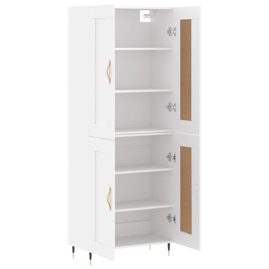 Hoge kast 69,5x34x180 cm bewerkt hout wit