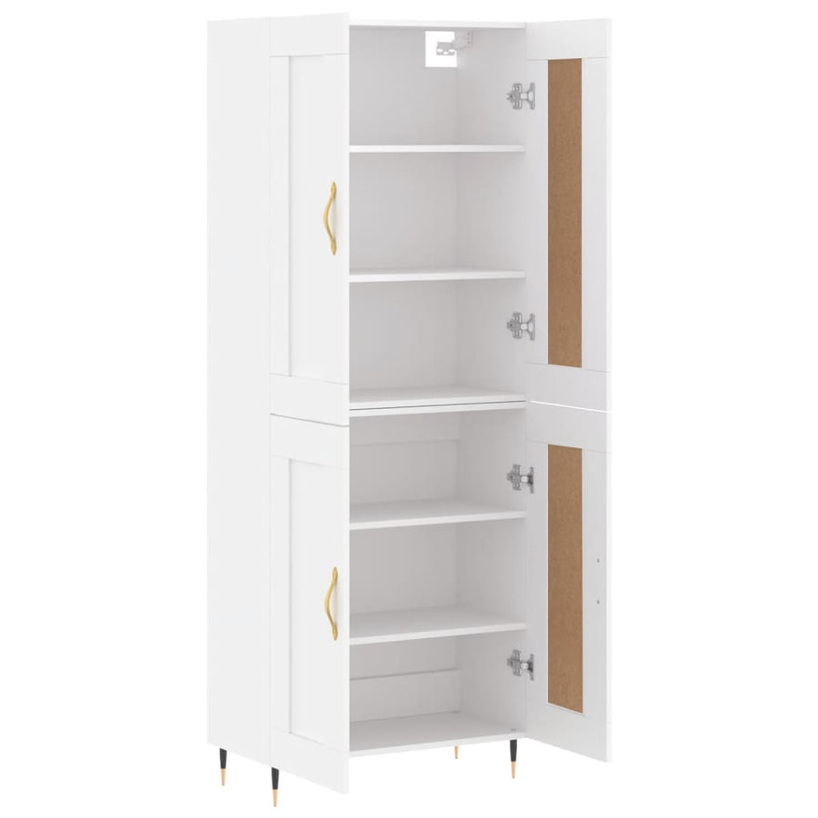 Hoge kast 69,5x34x180 cm bewerkt hout wit