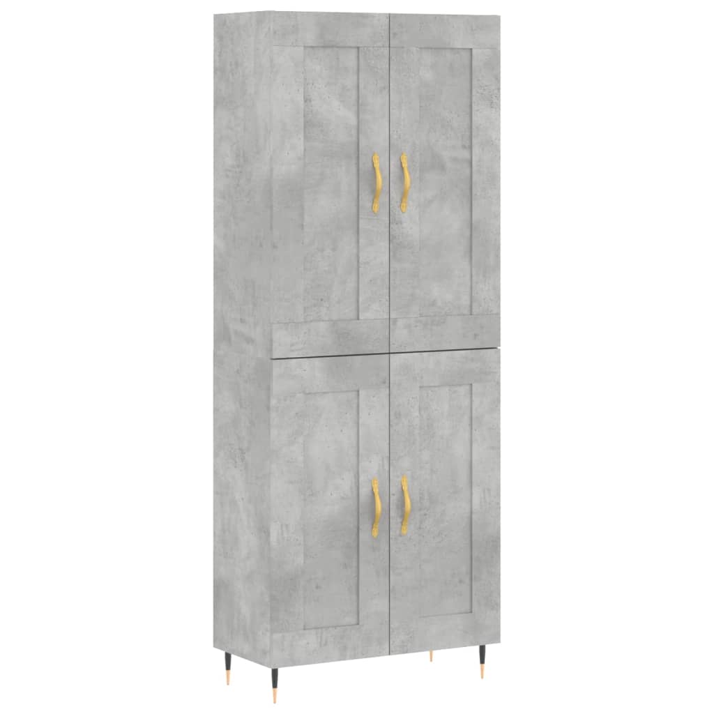 Hoge kast 69,5x34x180 cm bewerkt hout betongrijs