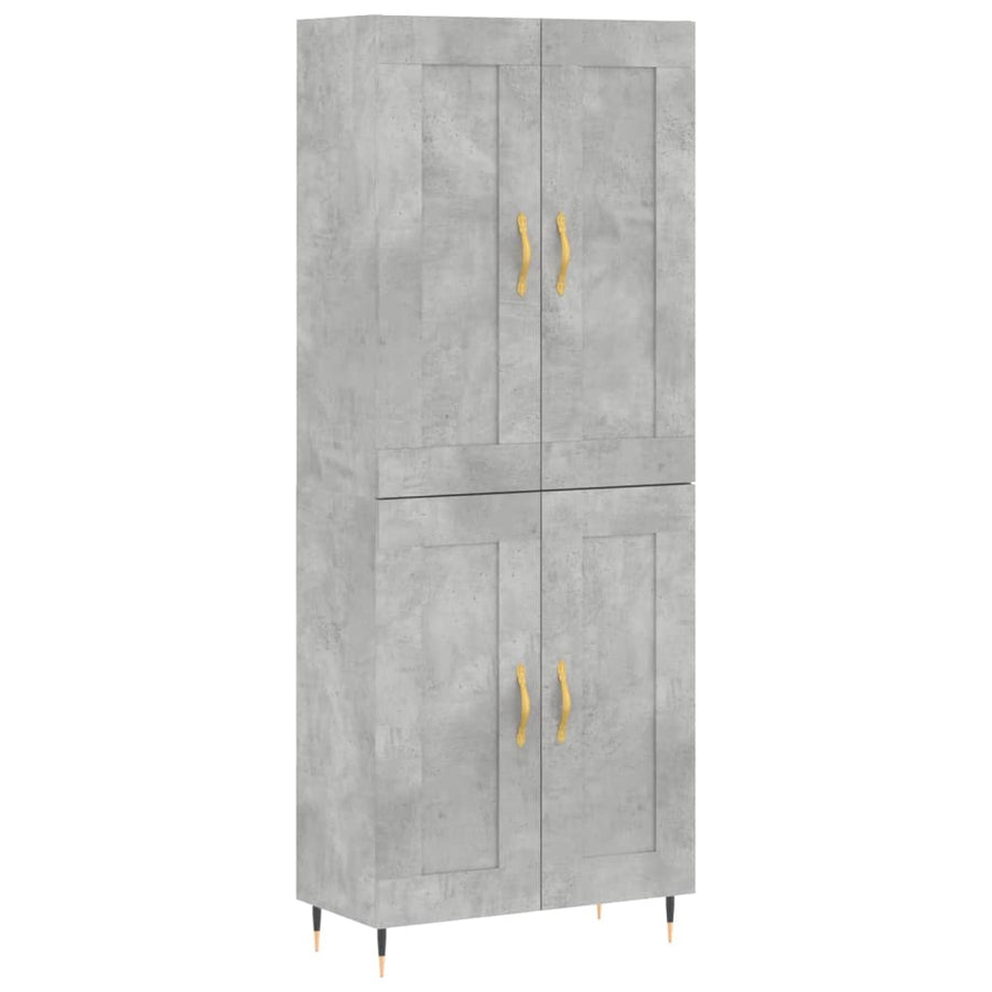 Hoge kast 69,5x34x180 cm bewerkt hout betongrijs