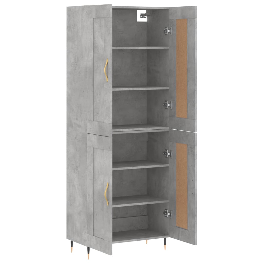 Hoge kast 69,5x34x180 cm bewerkt hout betongrijs