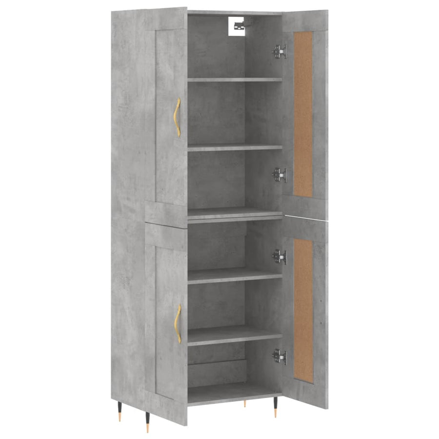 Hoge kast 69,5x34x180 cm bewerkt hout betongrijs