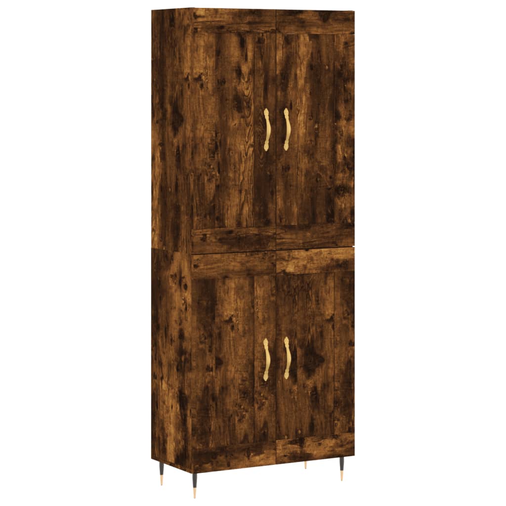 Hoge Kast 69,5X34X180 Cm Bewerkt Hout Kleurig Gerookt eiken