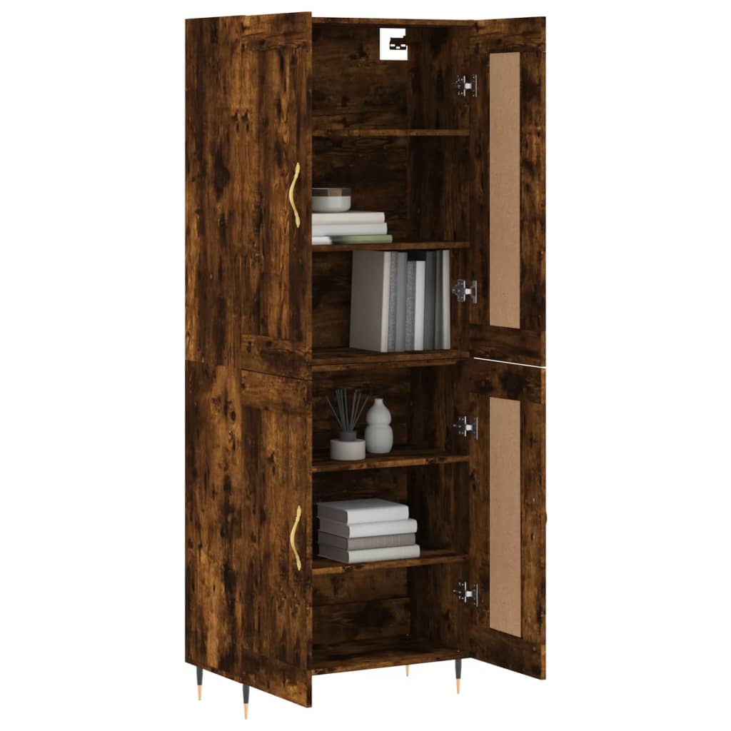 Hoge Kast 69,5X34X180 Cm Bewerkt Hout Kleurig Gerookt eiken