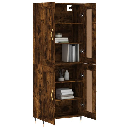 Hoge Kast 69,5X34X180 Cm Bewerkt Hout Kleurig Gerookt eiken