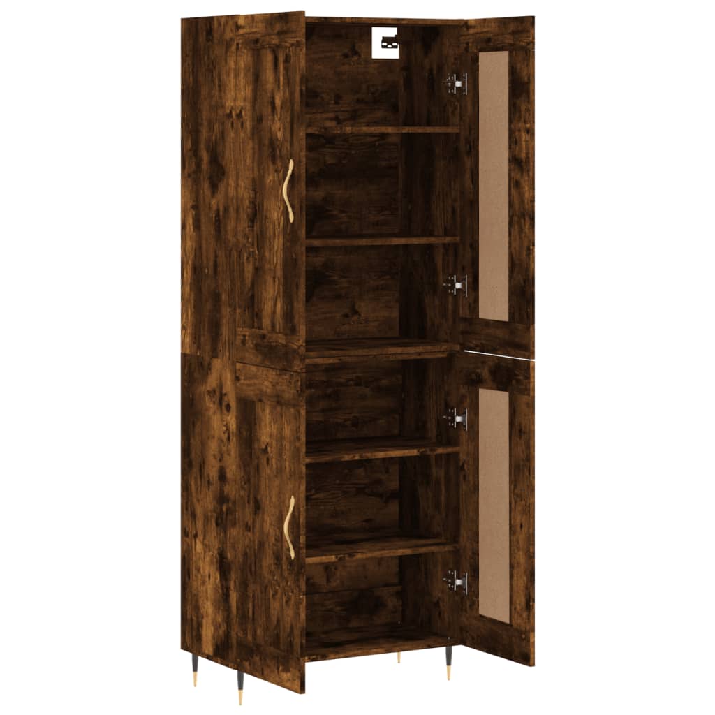 Hoge Kast 69,5X34X180 Cm Bewerkt Hout Kleurig Gerookt eiken