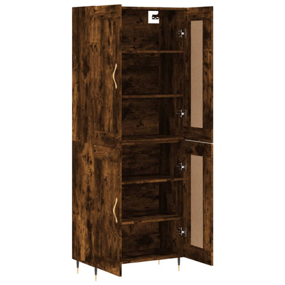 Hoge Kast 69,5X34X180 Cm Bewerkt Hout Kleurig Gerookt eiken