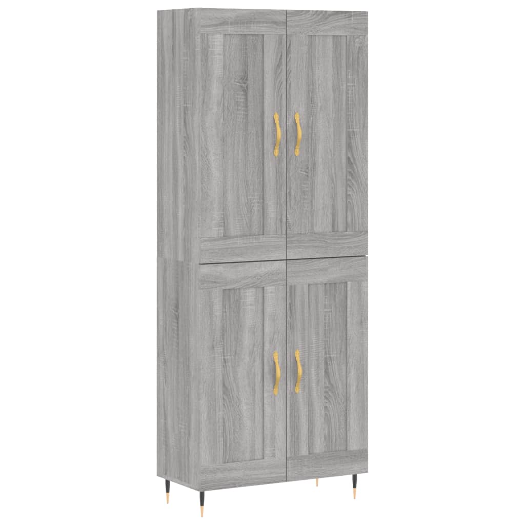 Hoge Kast 69,5X34X180 Cm Bewerkt Hout Eikenkleurig Grijs sonoma