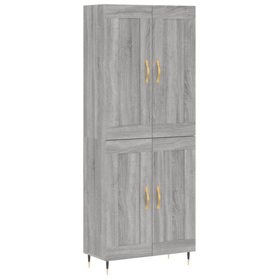 Hoge Kast 69,5X34X180 Cm Bewerkt Hout Eikenkleurig Grijs sonoma