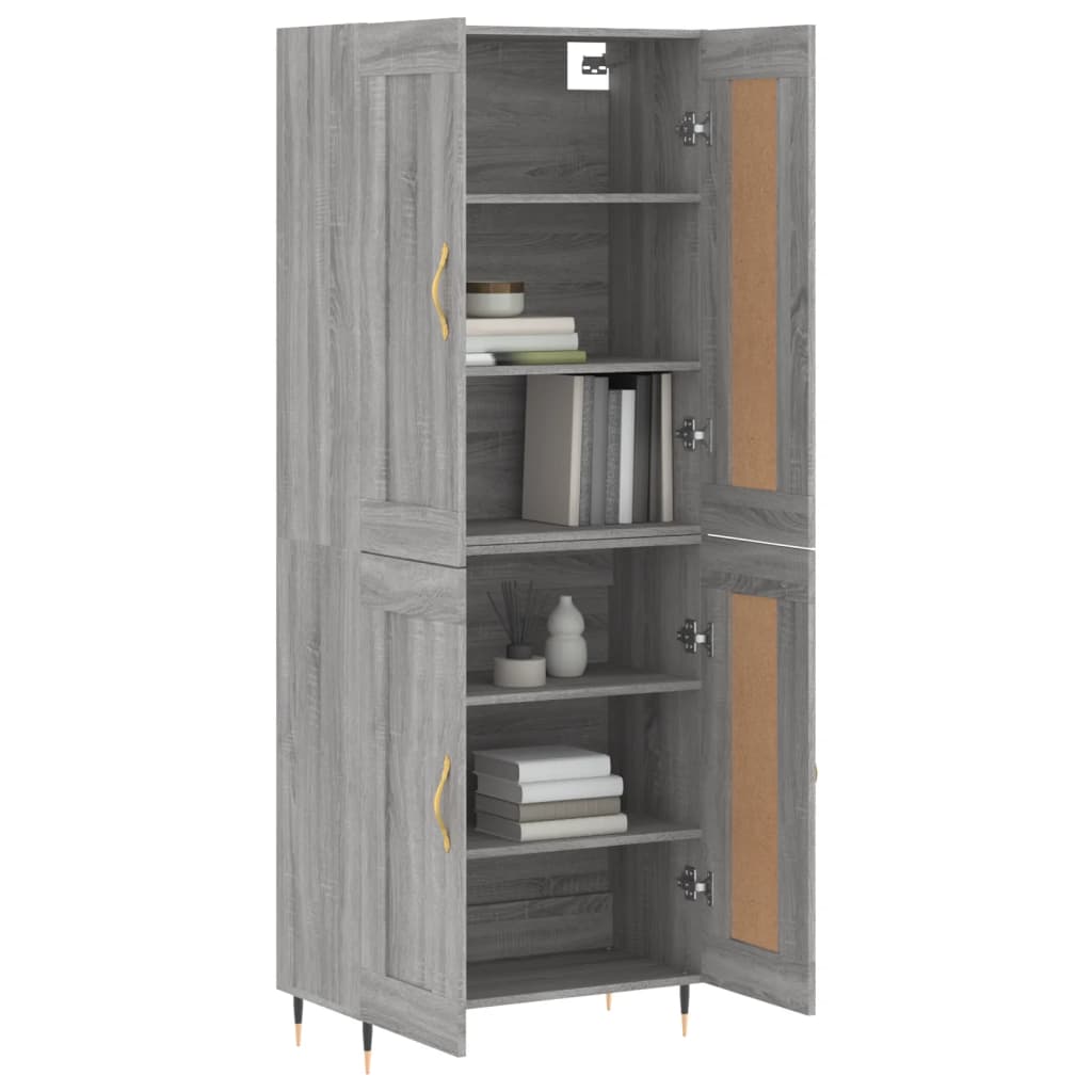 Hoge Kast 69,5X34X180 Cm Bewerkt Hout Eikenkleurig Grijs sonoma
