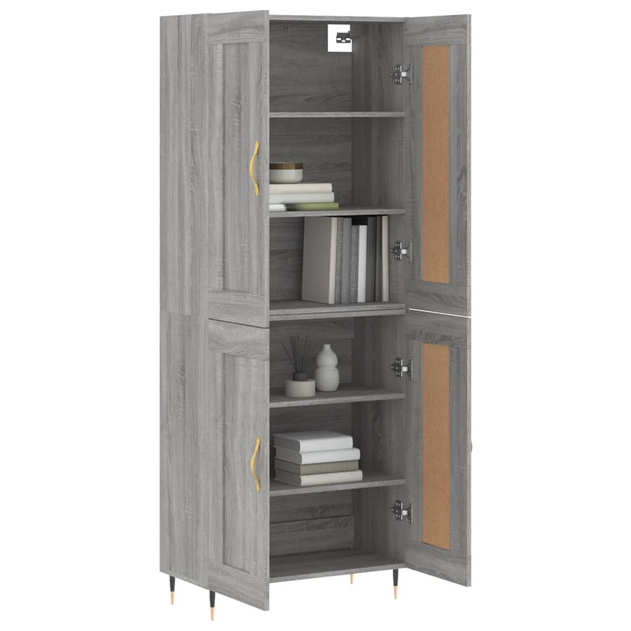 Hoge Kast 69,5X34X180 Cm Bewerkt Hout Eikenkleurig Grijs sonoma