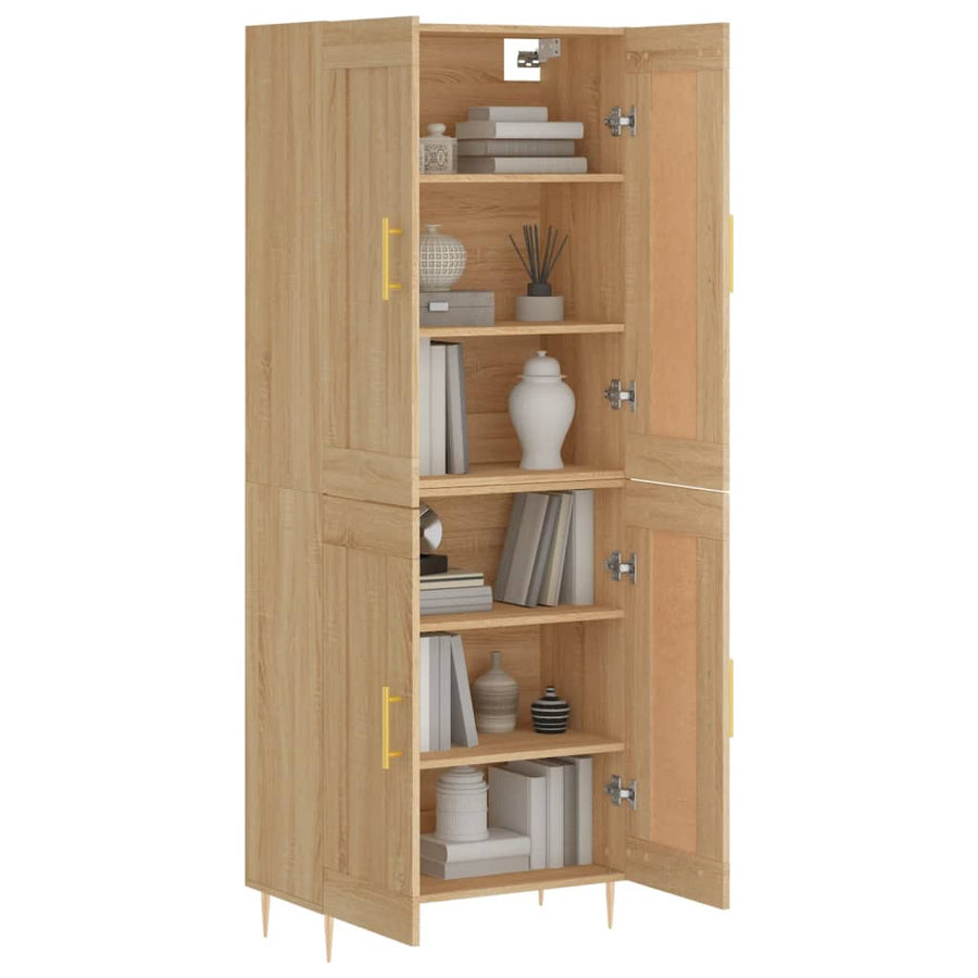 Hoge Kast 69,5X34X180 Cm Bewerkt Hout Kleurig Sonoma eiken