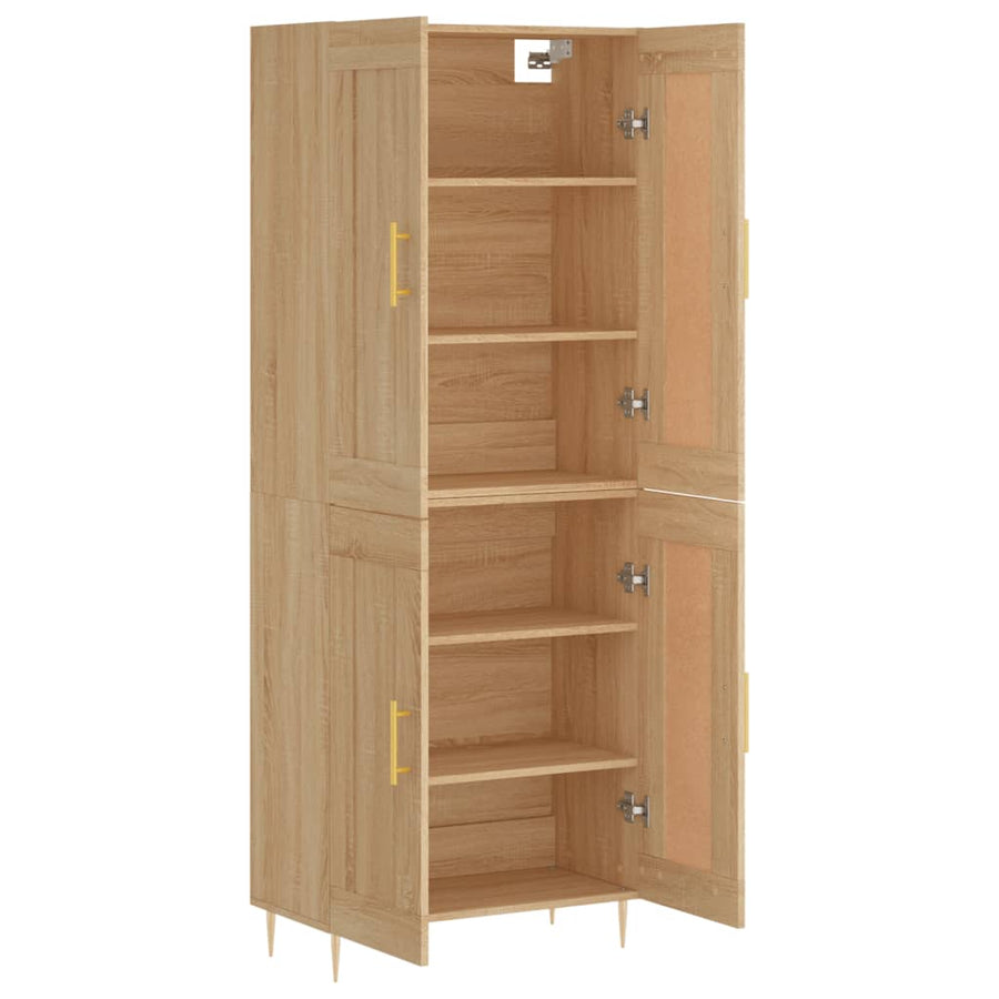 Hoge Kast 69,5X34X180 Cm Bewerkt Hout Kleurig Sonoma eiken