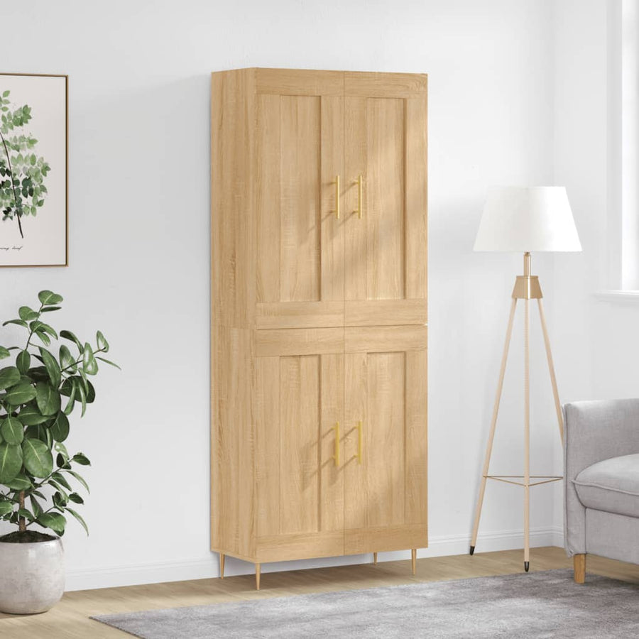 Hoge Kast 69,5X34X180 Cm Bewerkt Hout Kleurig Sonoma eiken