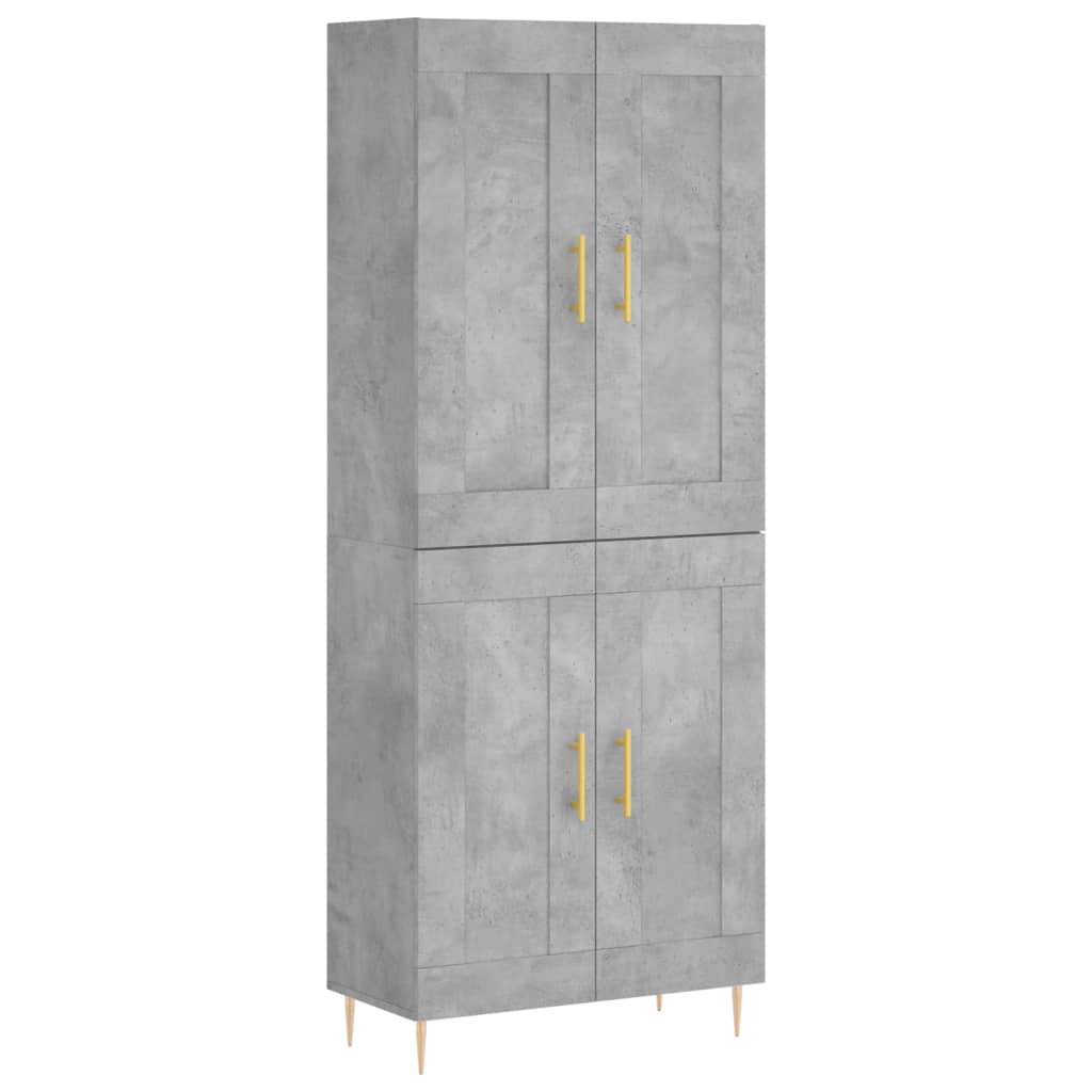 Hoge Kast 69,5X34X180 Cm Bewerkt Hout Betongrijs