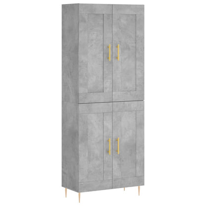 Hoge Kast 69,5X34X180 Cm Bewerkt Hout Betongrijs