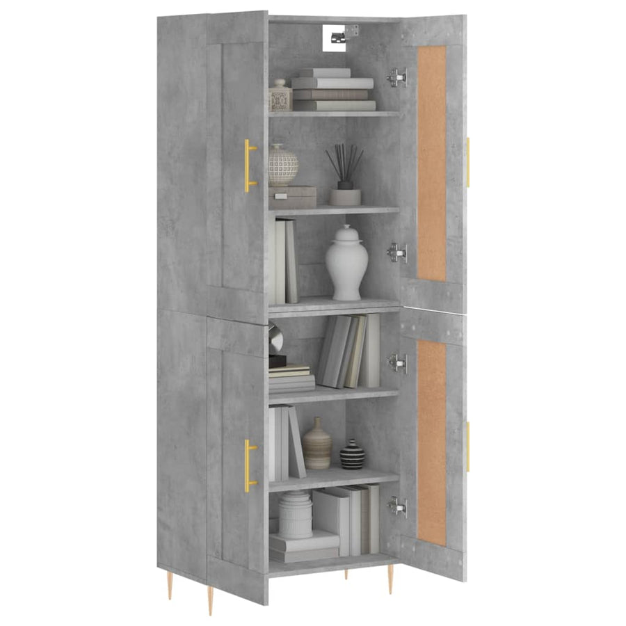 Hoge Kast 69,5X34X180 Cm Bewerkt Hout Betongrijs