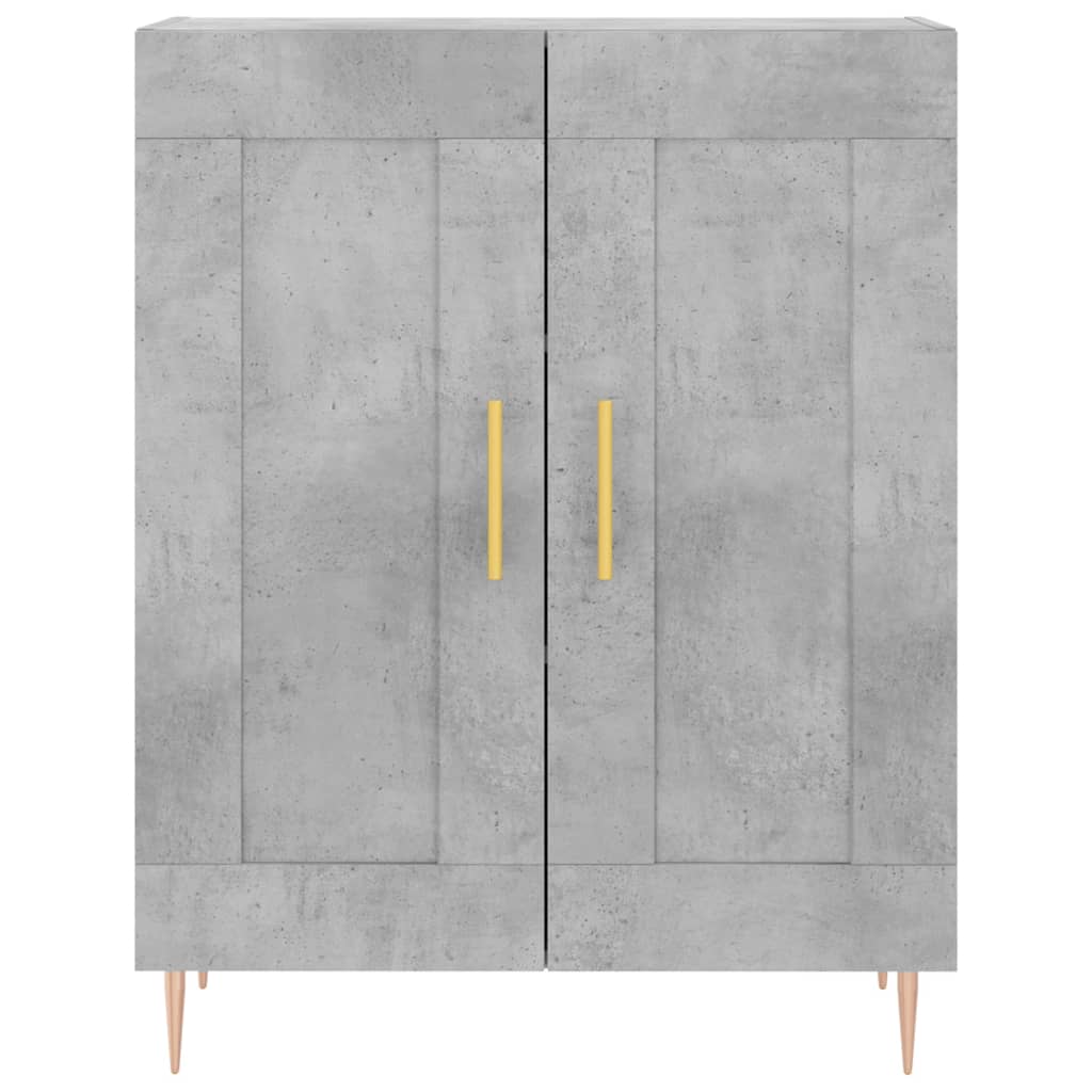 Hoge Kast 69,5X34X180 Cm Bewerkt Hout Betongrijs