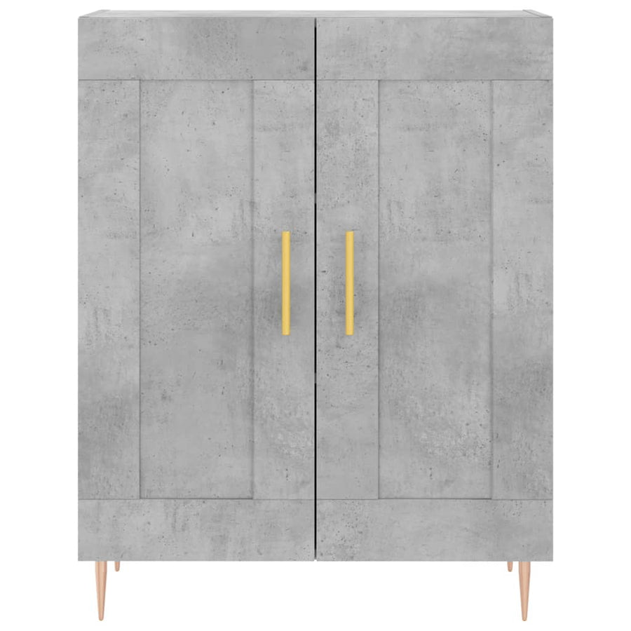 Hoge Kast 69,5X34X180 Cm Bewerkt Hout Betongrijs