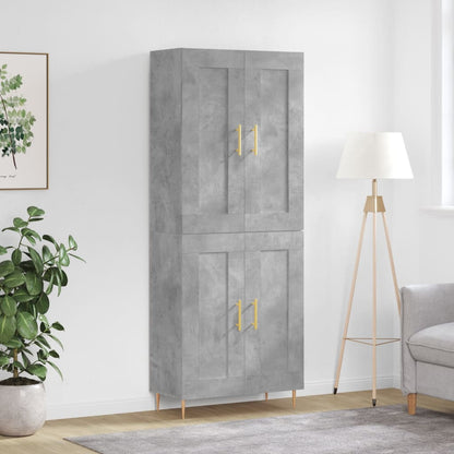 Hoge Kast 69,5X34X180 Cm Bewerkt Hout Betongrijs