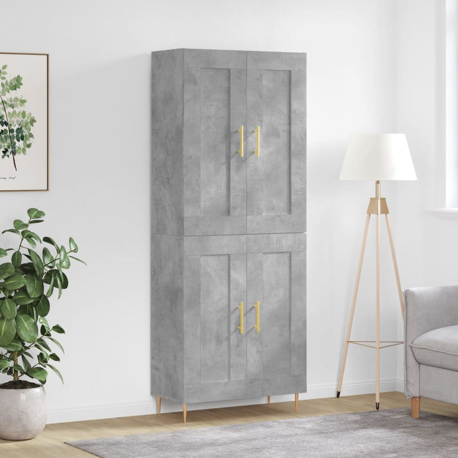 Hoge Kast 69,5X34X180 Cm Bewerkt Hout Betongrijs