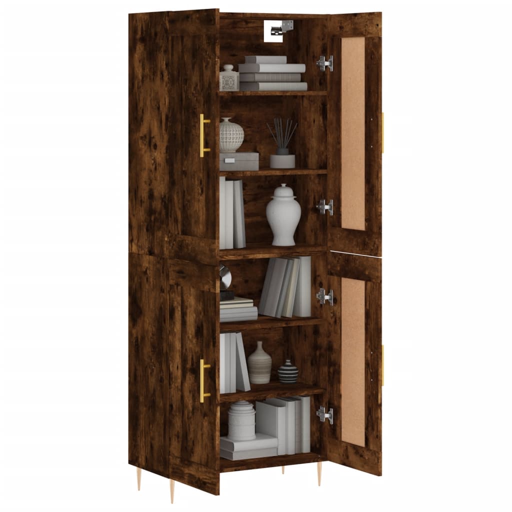 Hoge kast 69,5x34x180 cm bewerkt hout gerookt eikenkleurig