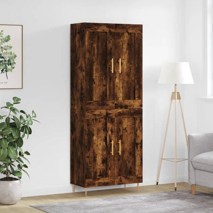 Hoge kast 69,5x34x180 cm bewerkt hout gerookt eikenkleurig