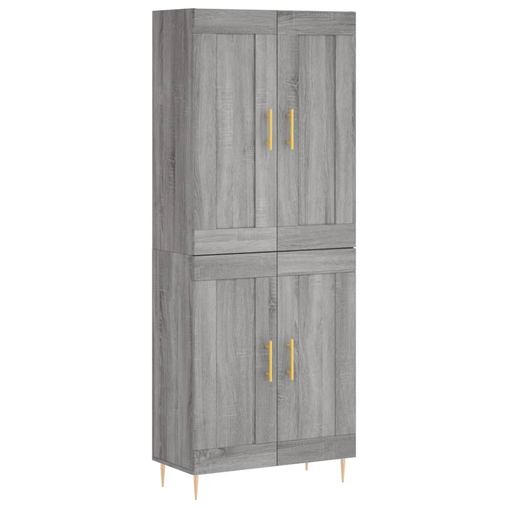 Hoge kast 69,5x34x180 cm bewerkt hout grijs sonoma eikenkleurig