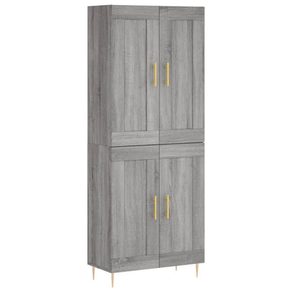 Hoge kast 69,5x34x180 cm bewerkt hout grijs sonoma eikenkleurig