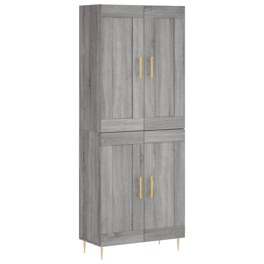 Hoge kast 69,5x34x180 cm bewerkt hout grijs sonoma eikenkleurig
