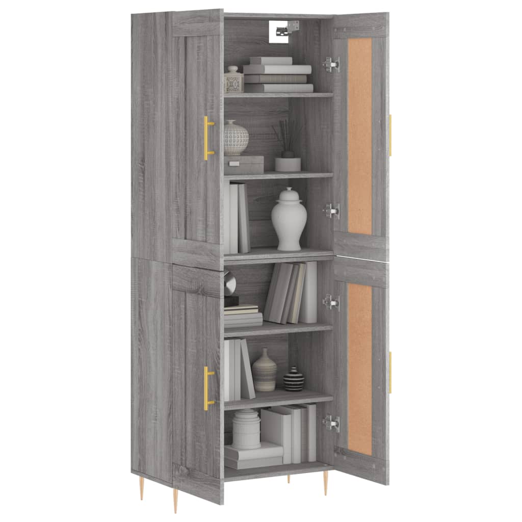 Hoge kast 69,5x34x180 cm bewerkt hout grijs sonoma eikenkleurig