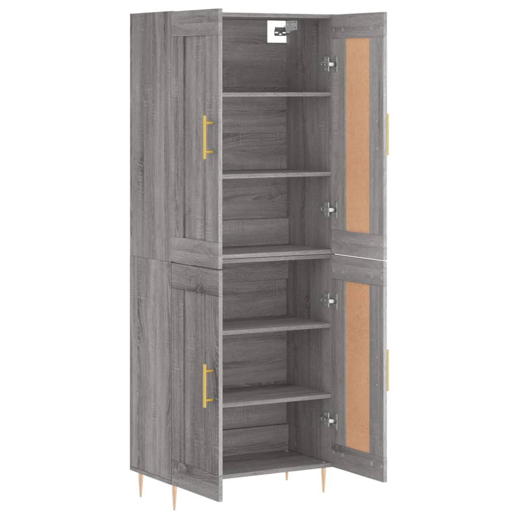 Hoge kast 69,5x34x180 cm bewerkt hout grijs sonoma eikenkleurig