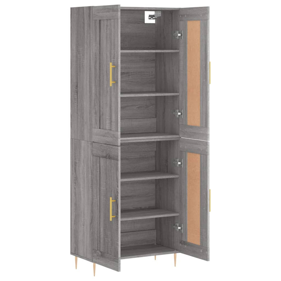 Hoge kast 69,5x34x180 cm bewerkt hout grijs sonoma eikenkleurig