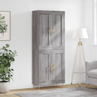 Hoge kast 69,5x34x180 cm bewerkt hout grijs