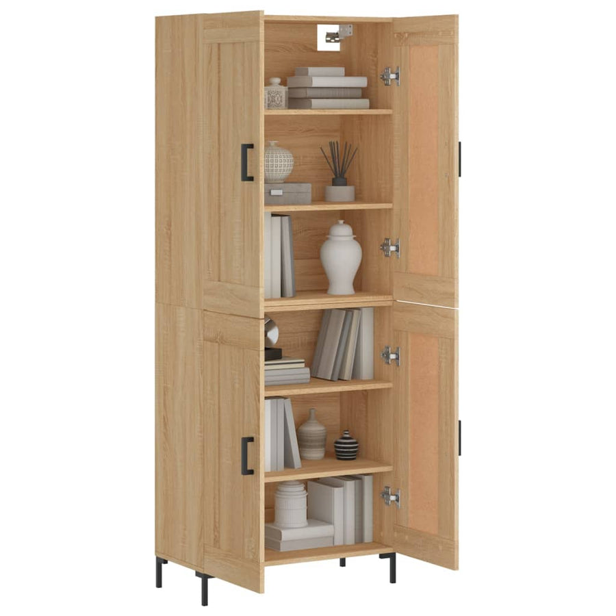 Hoge Kast 69,5X34X80 Cm Bewerkt Hout Kleurig Sonoma eiken 2 houten deuren