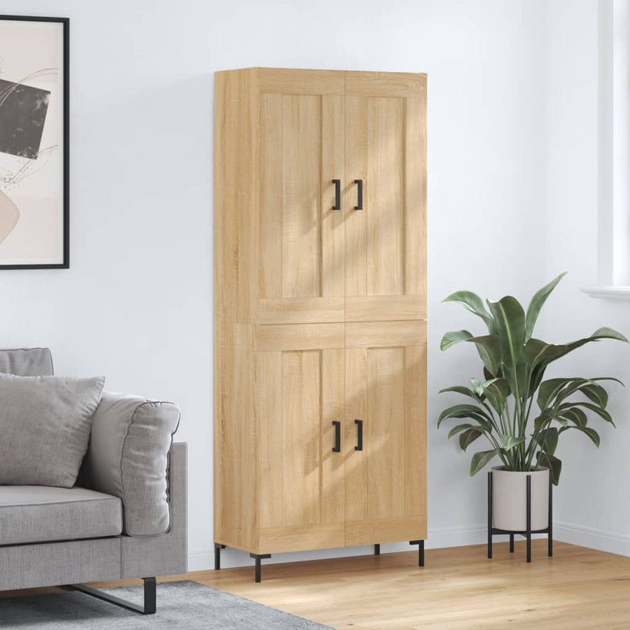 Hoge Kast 69,5X34X80 Cm Bewerkt Hout Kleurig Sonoma eiken 2 houten deuren