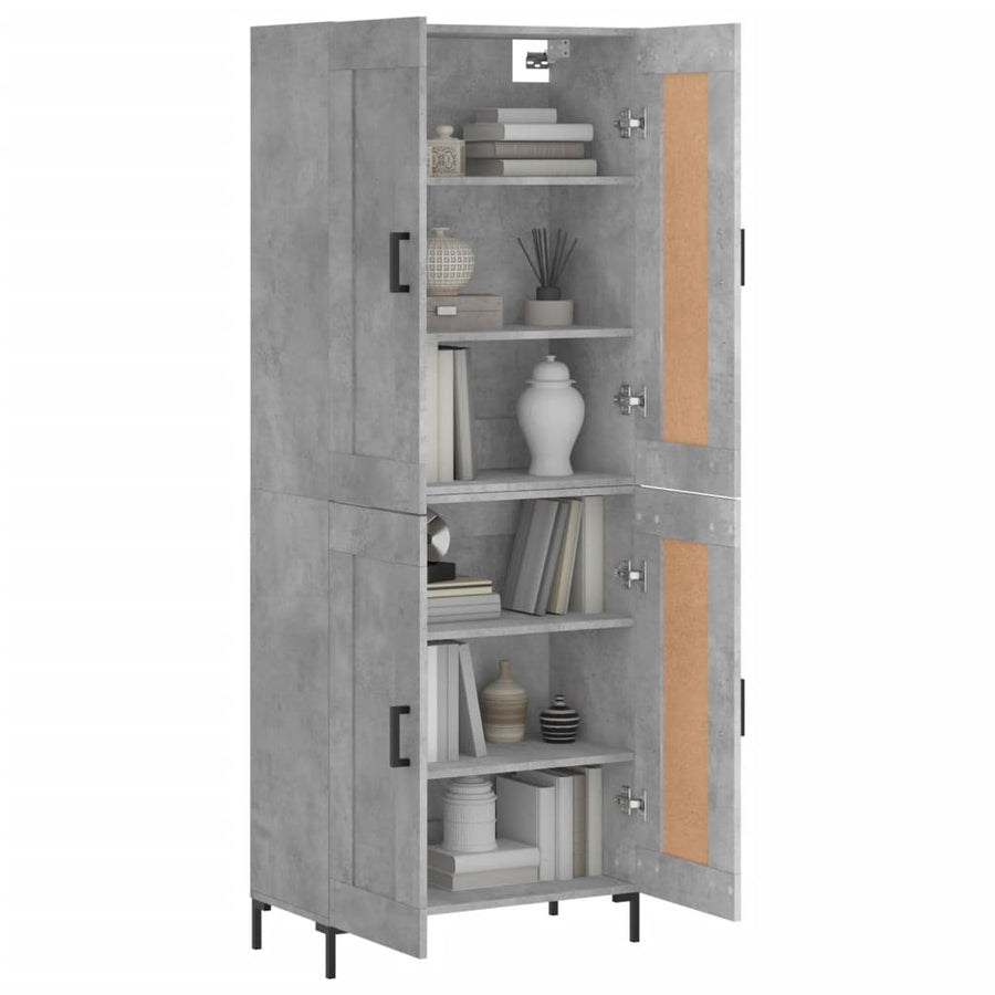 Hoge Kast 69,5X34X180 Cm Bewerkt Hout Betongrijs