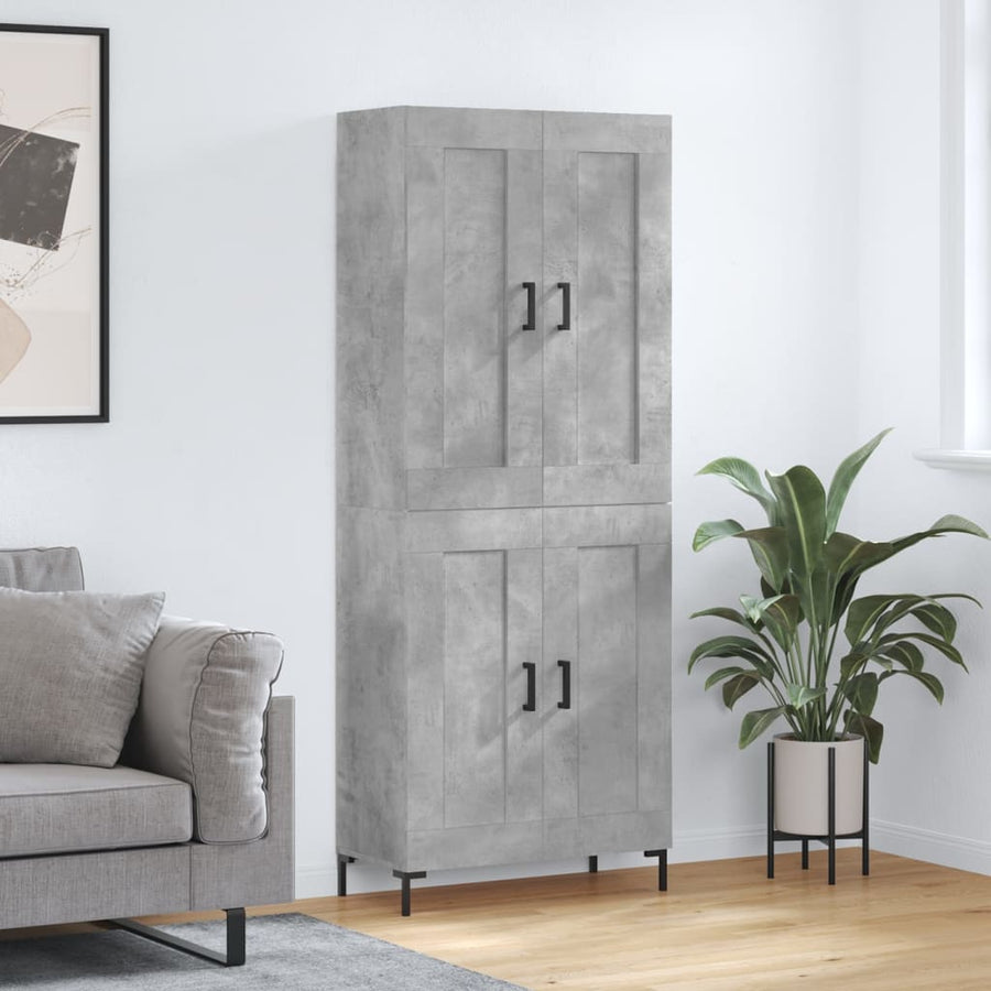 Hoge Kast 69,5X34X180 Cm Bewerkt Hout Betongrijs