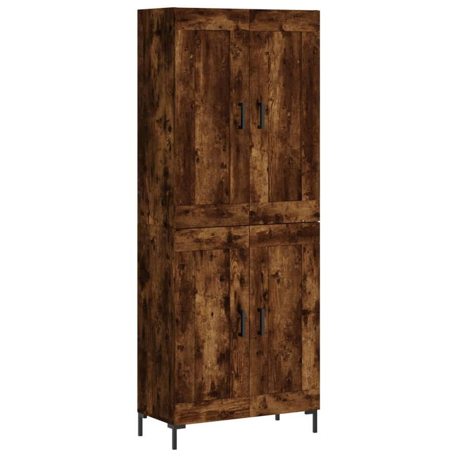 Hoge kast 69,5x34x180 cm bewerkt hout gerookt eikenkleurig