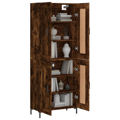 Hoge Kast 69,5X34X180 Cm Bewerkt Hout Kleurig Gerookt eiken
